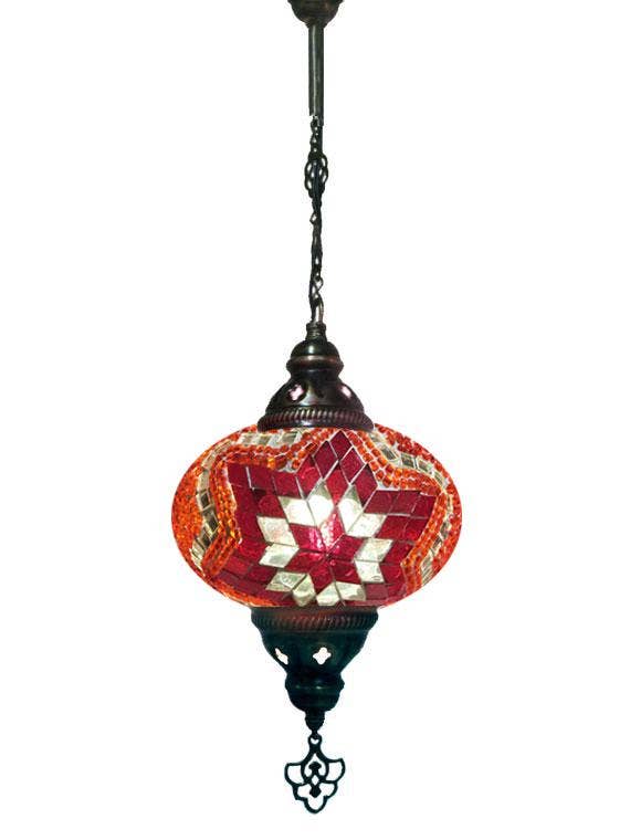 Hanging Mosaic Chandelier Lamp - Red Layered Star