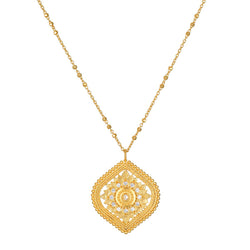 18” White topaz lotus medallion necklace