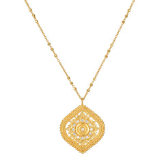 18” White topaz lotus medallion necklace