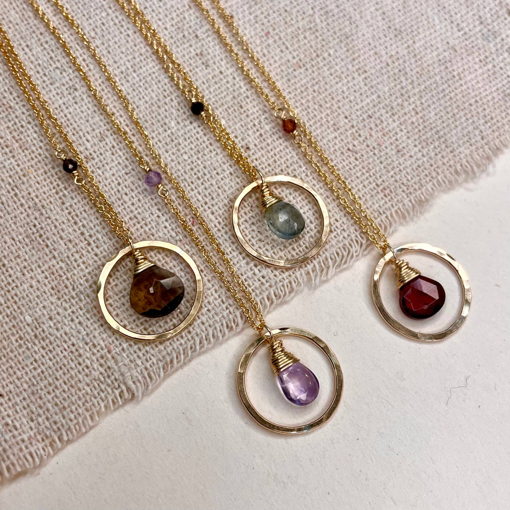 Single Circle and Stone Necklace