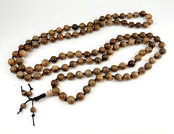 Gold Phoebe Wood Knotted 108 Bead Mala - Prayer Beads - 8mm