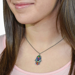 Gamila  Crystal Hamsa Necklace