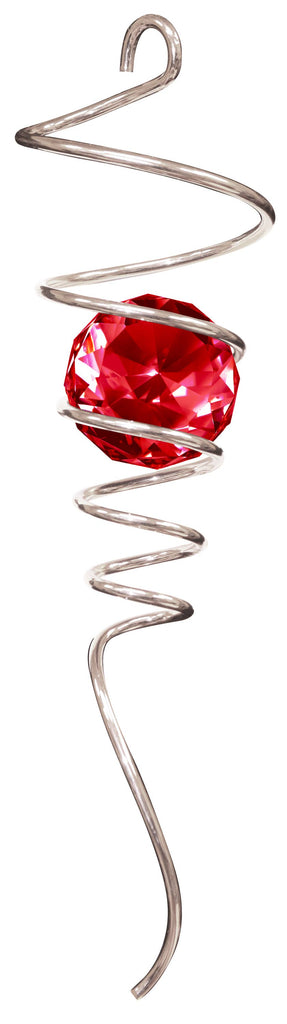 Silver / Red - Crystal Spiral Tail Wind Spinner