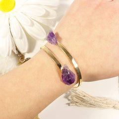 Amethyst Points Bracelet (Adjustable) Gold Plated