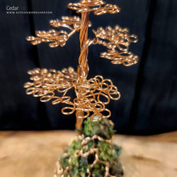 Cedar Tree Copper Wire Tree on Ohko Dragon Stone Sculpture