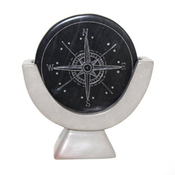 Compass Soapstone Sculpture, Dark Gray Stone: Default Title