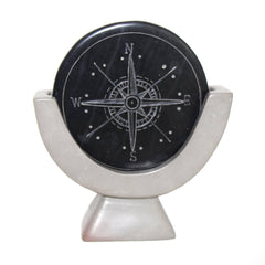 Compass Soapstone Sculpture, Dark Gray Stone: Default Title