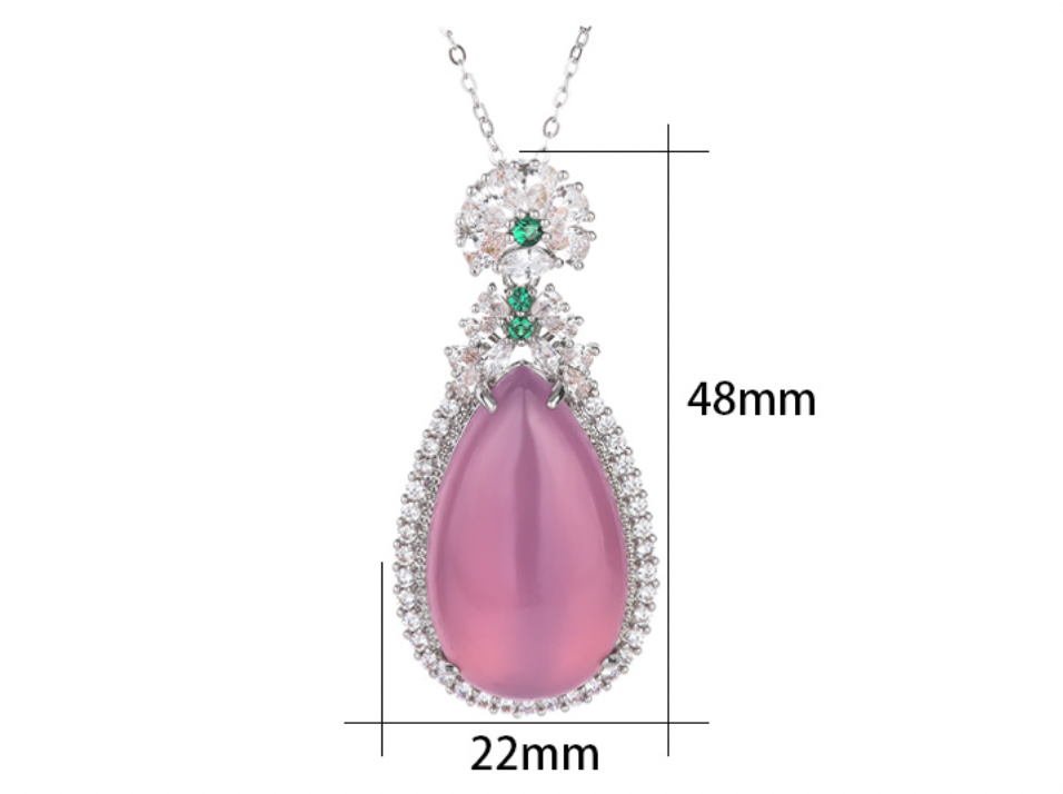 Big Pink Drop Jade Necklace