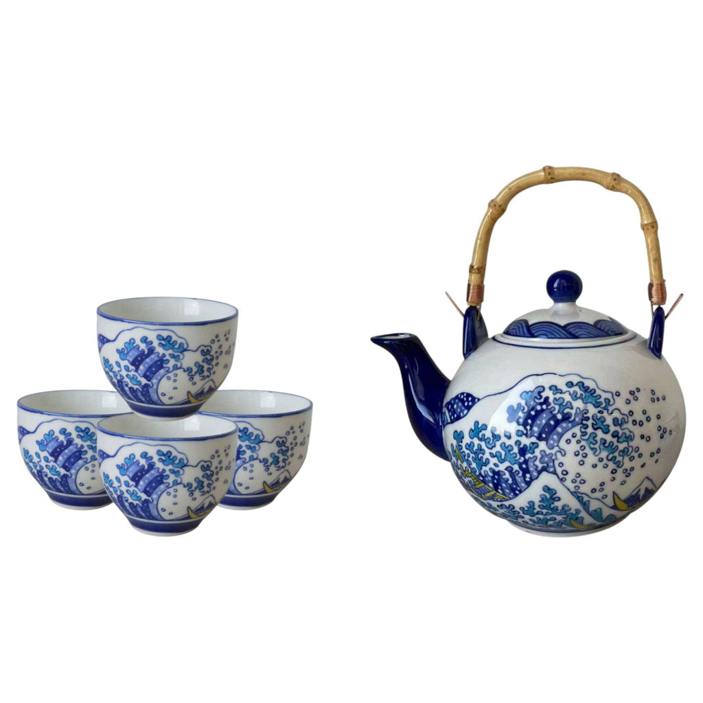 Great Wave Tea Set 30 oz Tea Pot with 4 Cups (1/8)