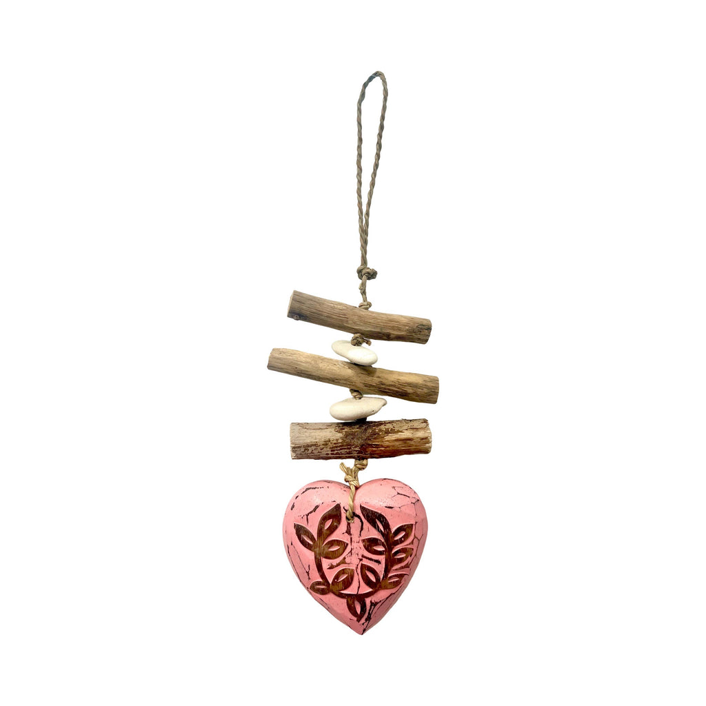 Wooden Single Heart - Red