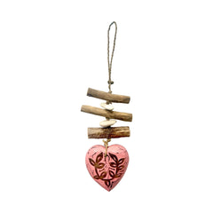 Wooden Single Heart - Pink