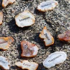 Miracle Stones - Sliced Agates engraved with Words 2-3
