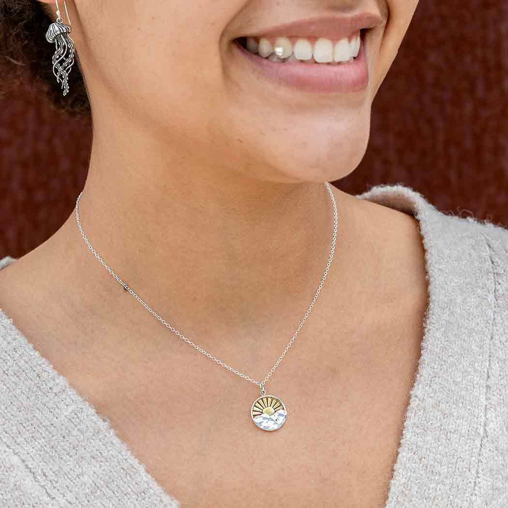 Silver Mountain with Bronze Sun Rays Necklace