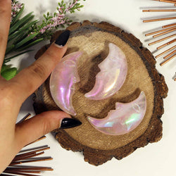Angel Aura Rose Quartz Moon Face - Angel Aura Rose Quartz