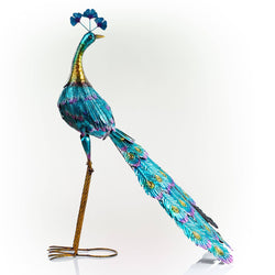 Alpine Corporation Graceful Metal Peacock Garden Decor