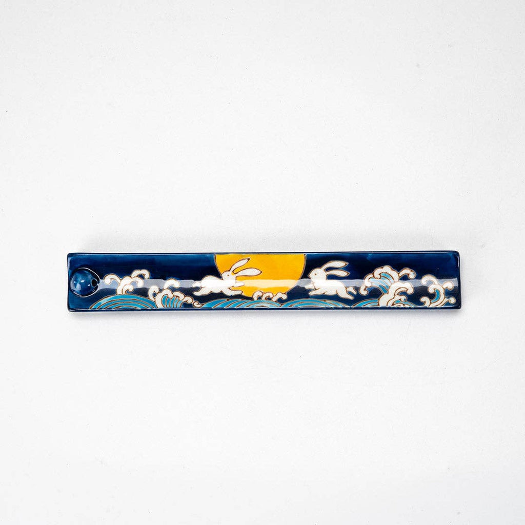Handpainted Ceramic Incense Holder 9 inch L Moon Rabbit (1/72)