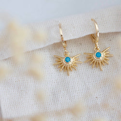 Turquoise Starburst Huggie Earrings  