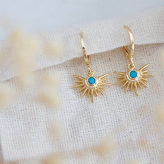 Turquoise Starburst Huggie Earrings  