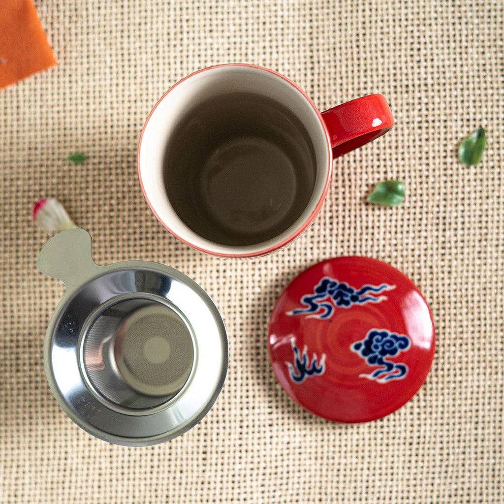 Oriental Dragon Design 15oz Tea Mugs with Lid and Infuser for Loose Leaf Tea (4/32)