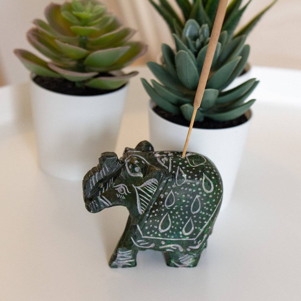 Elephant Soapstone Incense Holder -- Pack of 4