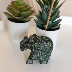 Elephant Soapstone Incense Holder -- Pack of 4