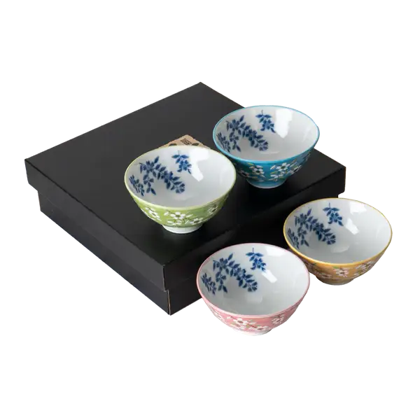 4 Piece Rice Bowl Gift Set Haruzakura Design Assorted Color