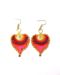 Macrame Leaf Earrings: Maroon