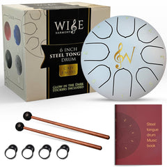 Steel Tongue Rain Drum 6-Inch 8-Notes: White