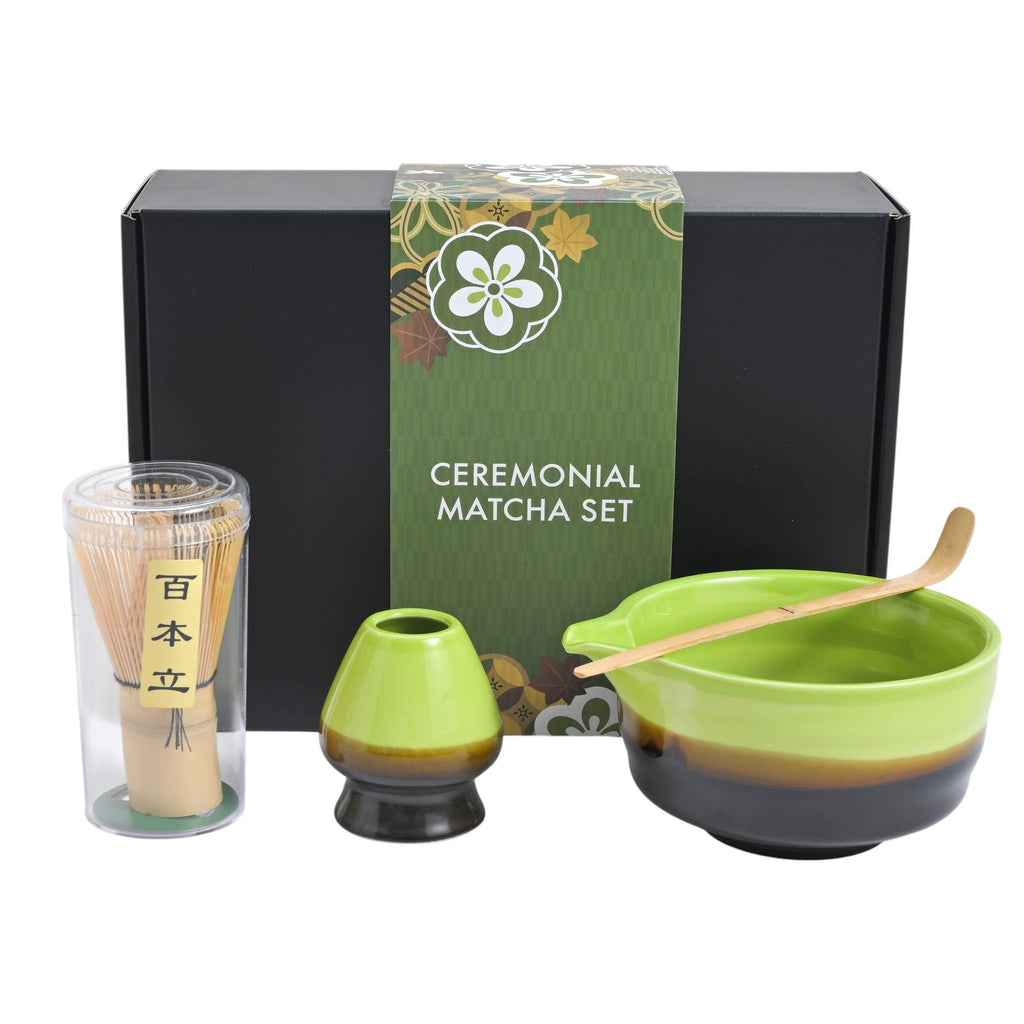 4 Piece Ceremonial Matcha Bowl Whisk Stand and Scoop Set (1/10)