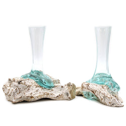 Glass on Whitewash Wood - Vase - Medium