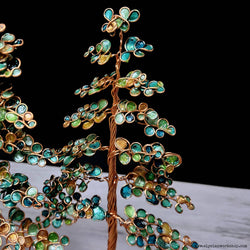 Copper Wire Autumn Forest Sculpture on Selenite Crystal