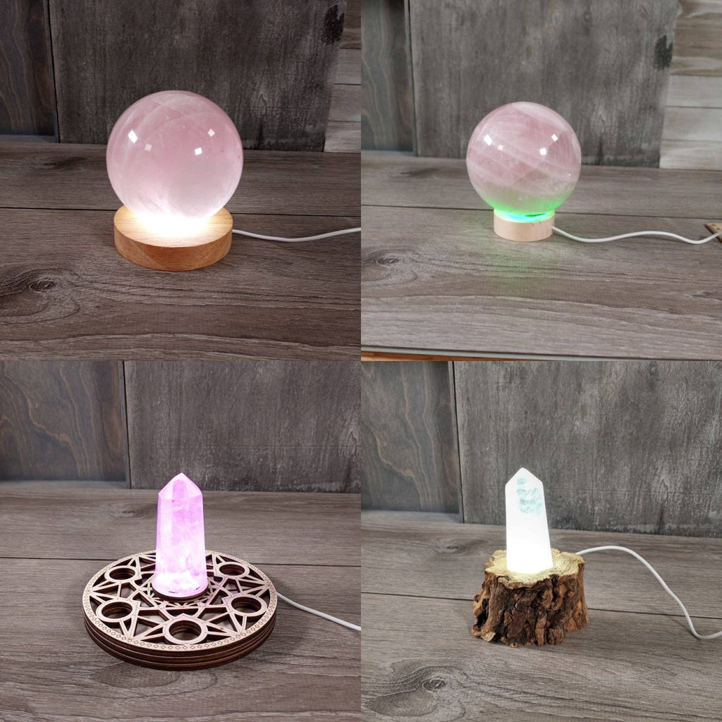 Led Crystal Display LED Crystal Display Light Stand –: Round 60 mm Color | Om Gallery