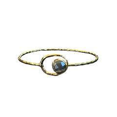 Brass Encircled Labradorite Cuff Bracelet 