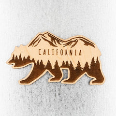 California Bear Wood Magnet