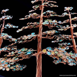 Copper Wire Autumn Forest Sculpture on Selenite Crystal