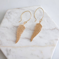 Gold Fern Leaf Hoop Earrings