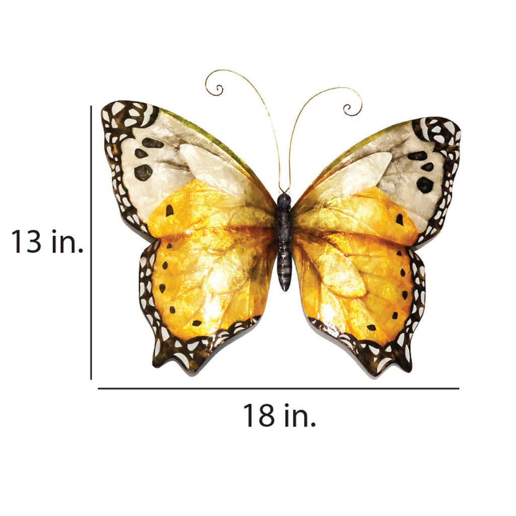 Butterfly Wall Decor Monarch, Capiz & Metal, Outdoor Safe