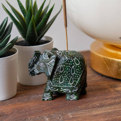 Elephant Soapstone Incense Holder -- Pack of 4