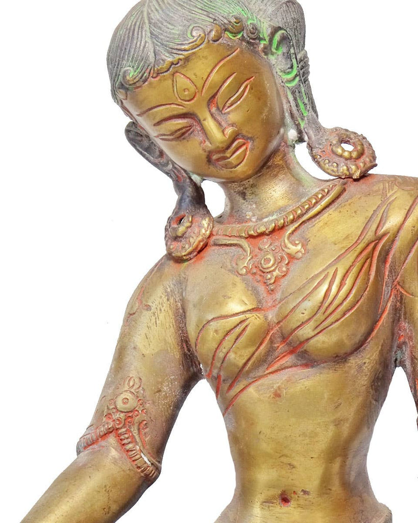 Vintage Brass Parvati Statue: Nude