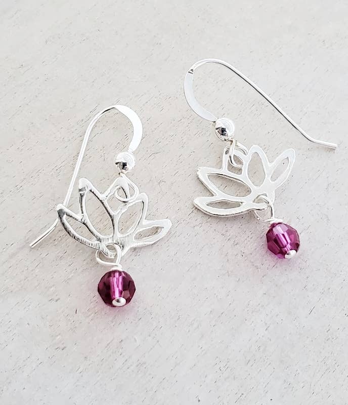 Lotus Blooms Earrings In Fuchsia