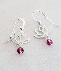 Lotus Blooms Earrings In Fuchsia