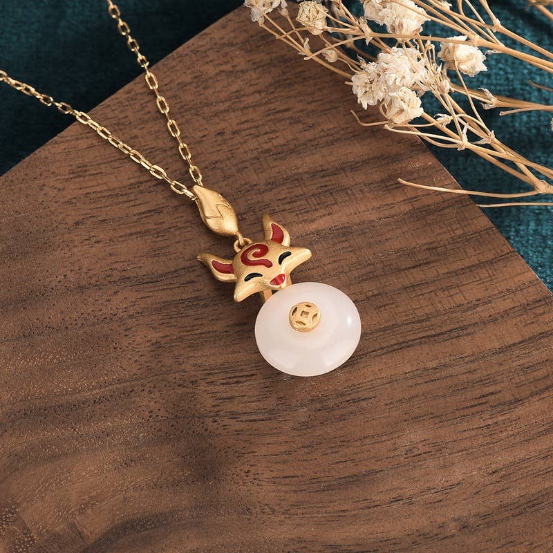 Fire Fox Jade Necklace