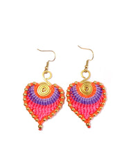 Macrame Leaf Earrings: Pink