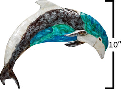 Blue Gem Dolphin Wall Art - Metal & Capiz