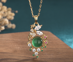 Crystal Flowers Jade Necklace
