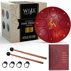 Steel Tongue Rain Drum 6-Inch 8-Notes: Red