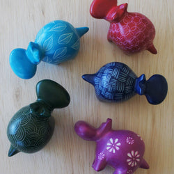 Colorful Handmade Kenyan Stone Hippos Figurine: Pink