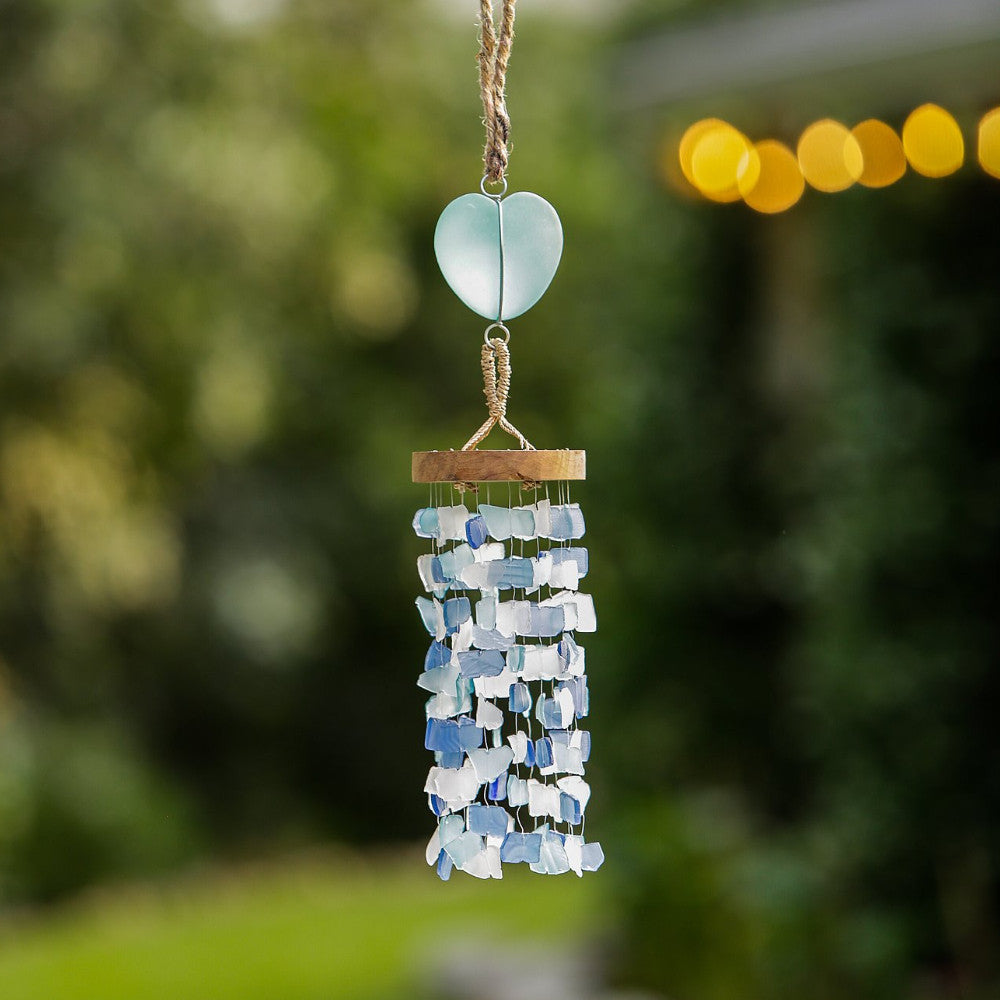 Recycled Glass Heart Mobile