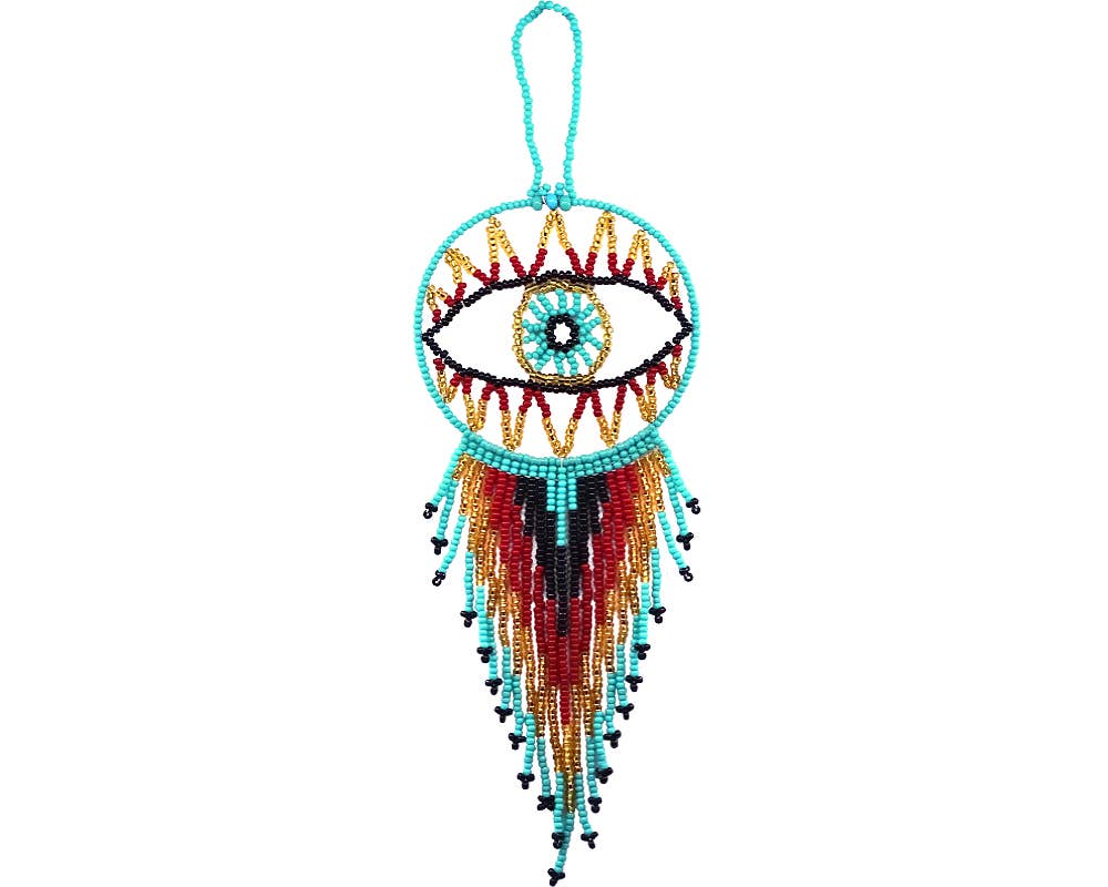 Round Beaded Evil Eye Dream Catcher Hanging Ornament