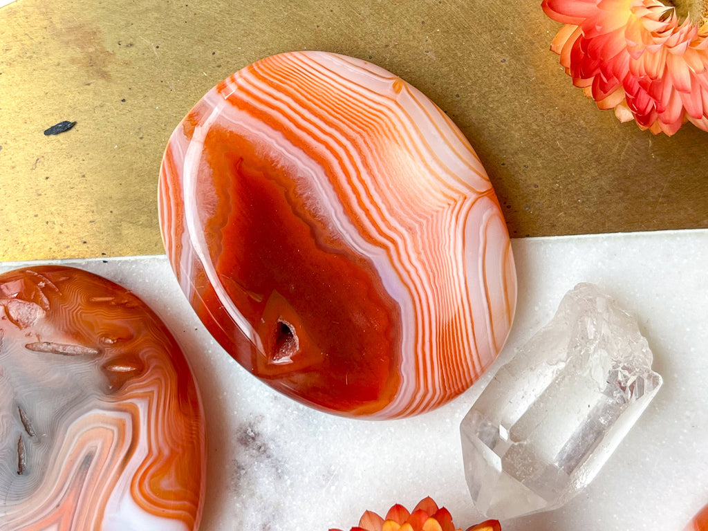 Unetched Banded Carnelian Worry Stone